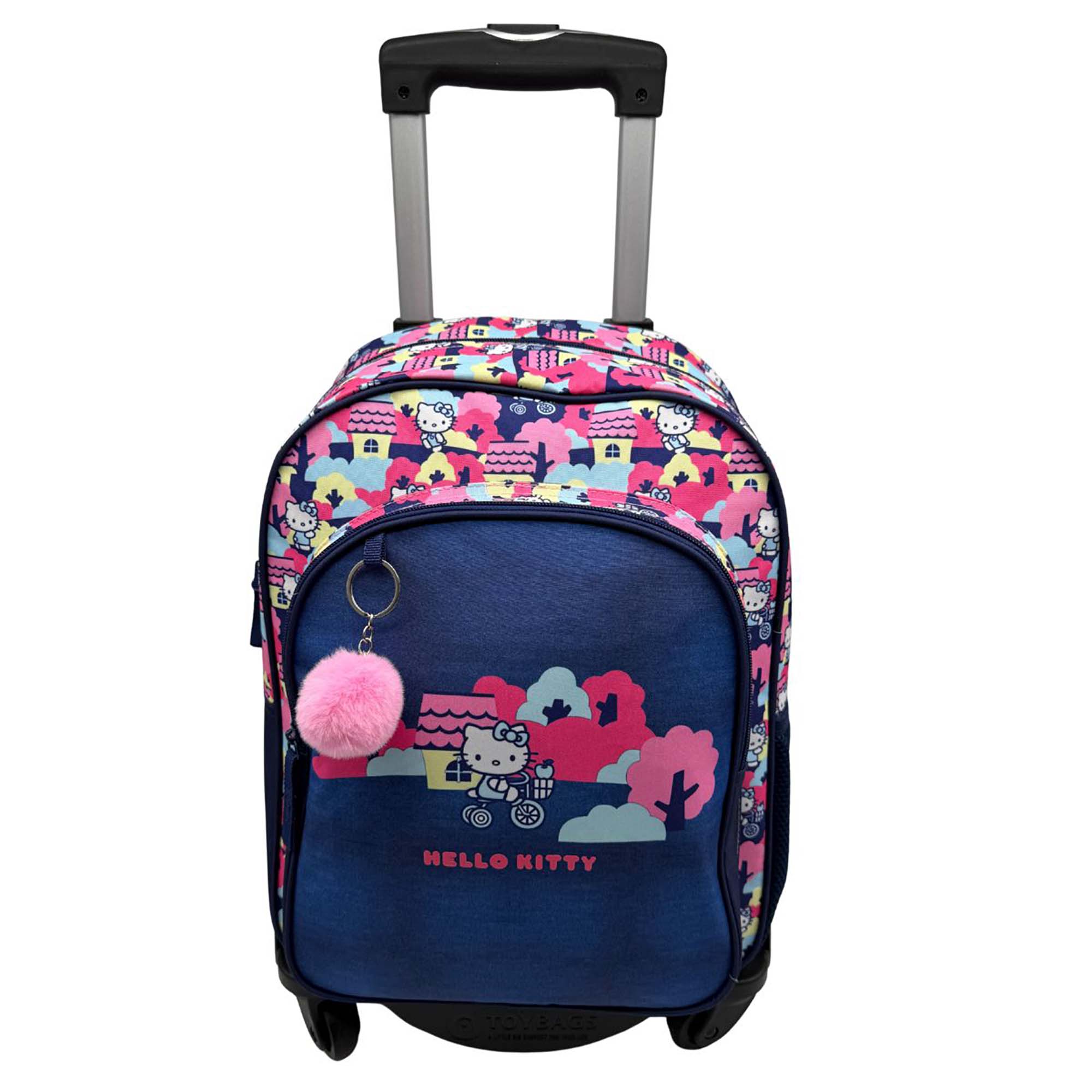 DAM. Hello Kitty Mochila Primaria Doble Compartimento Adaptable + Carro negro. 30x20x44 cm.