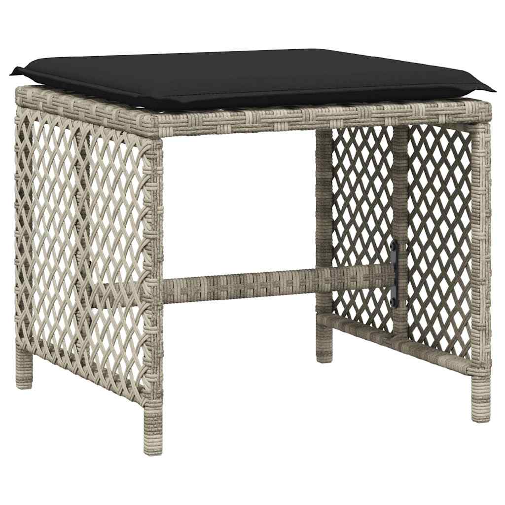 vidaXL Taburetes de jardín con cojines 4 uds ratán PE 41x41x36cm