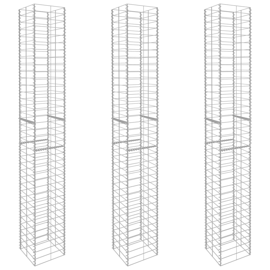 Vidaxl Cestas de Muro de Gaviones 3 Uds Acero Galvanizado