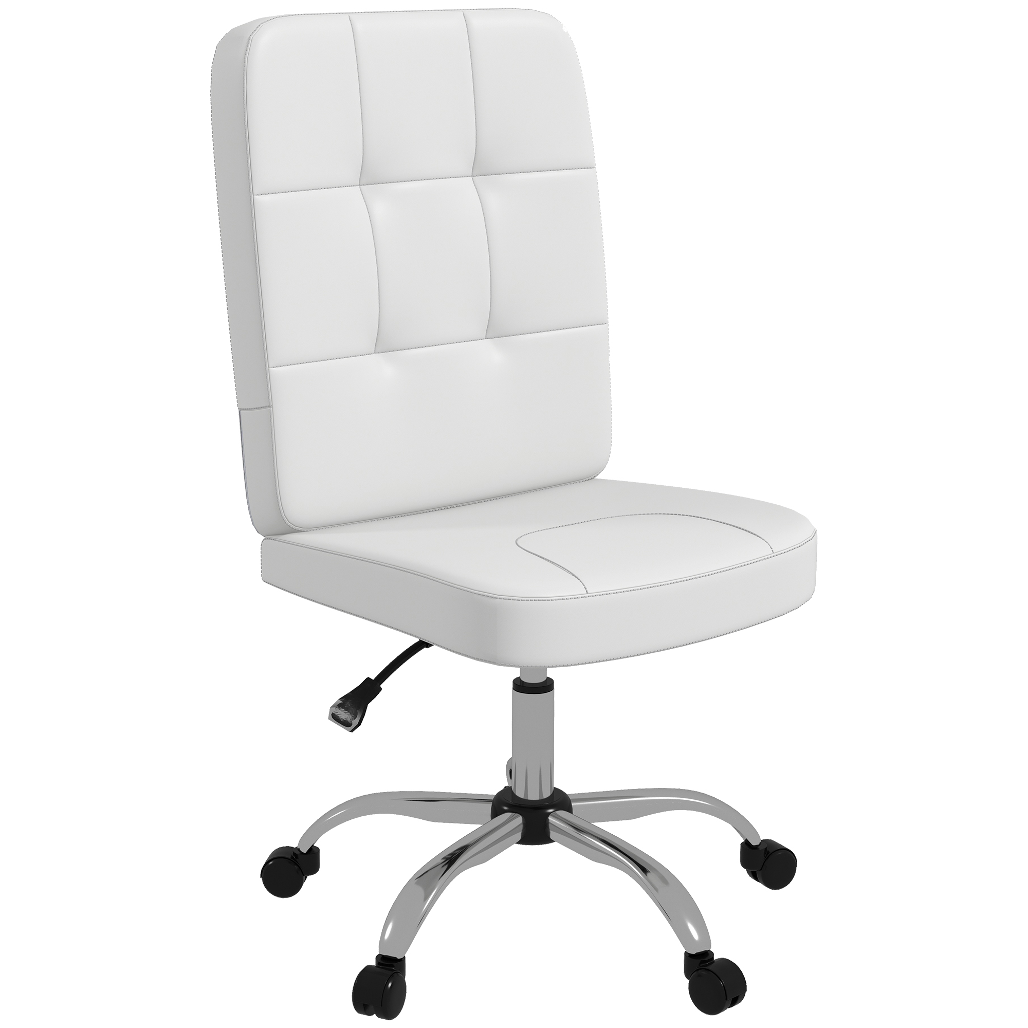 Vinsetto Silla de Oficina sin Brazos Silla de Escritorio Giratorio de Piel Sintética con Altura Ajustable Estilo Moderno Carga 120 kg 45x59x90-100 cm