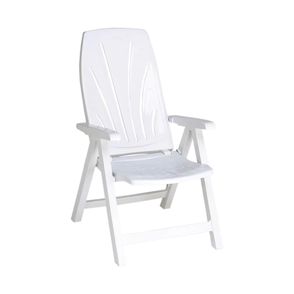 Silla Tumbona Plegable 5 Posiciones de Exterior jardín, Patio, Playa, Camping reclinables de Resina reciclable (Blanco) coshano