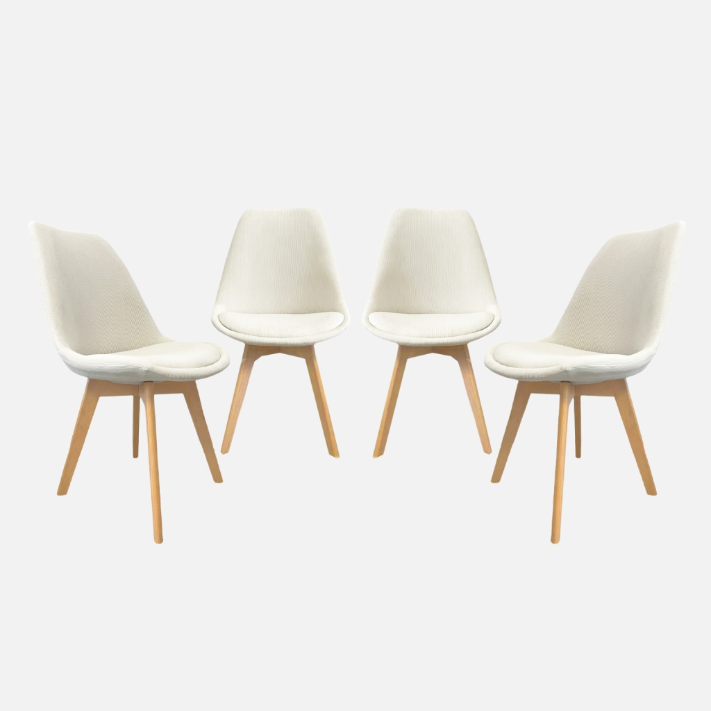 sweeek - Silla escandinava de madera de haya y pana fina, set de 4 , Nils pana , 49x55x81