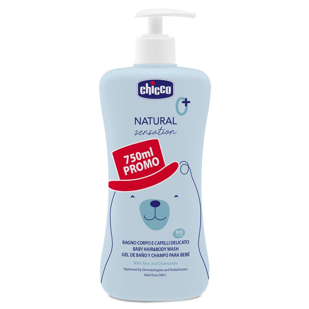 Chicco  Natural Gel de Baño y Champu Para Bebe 750 ml