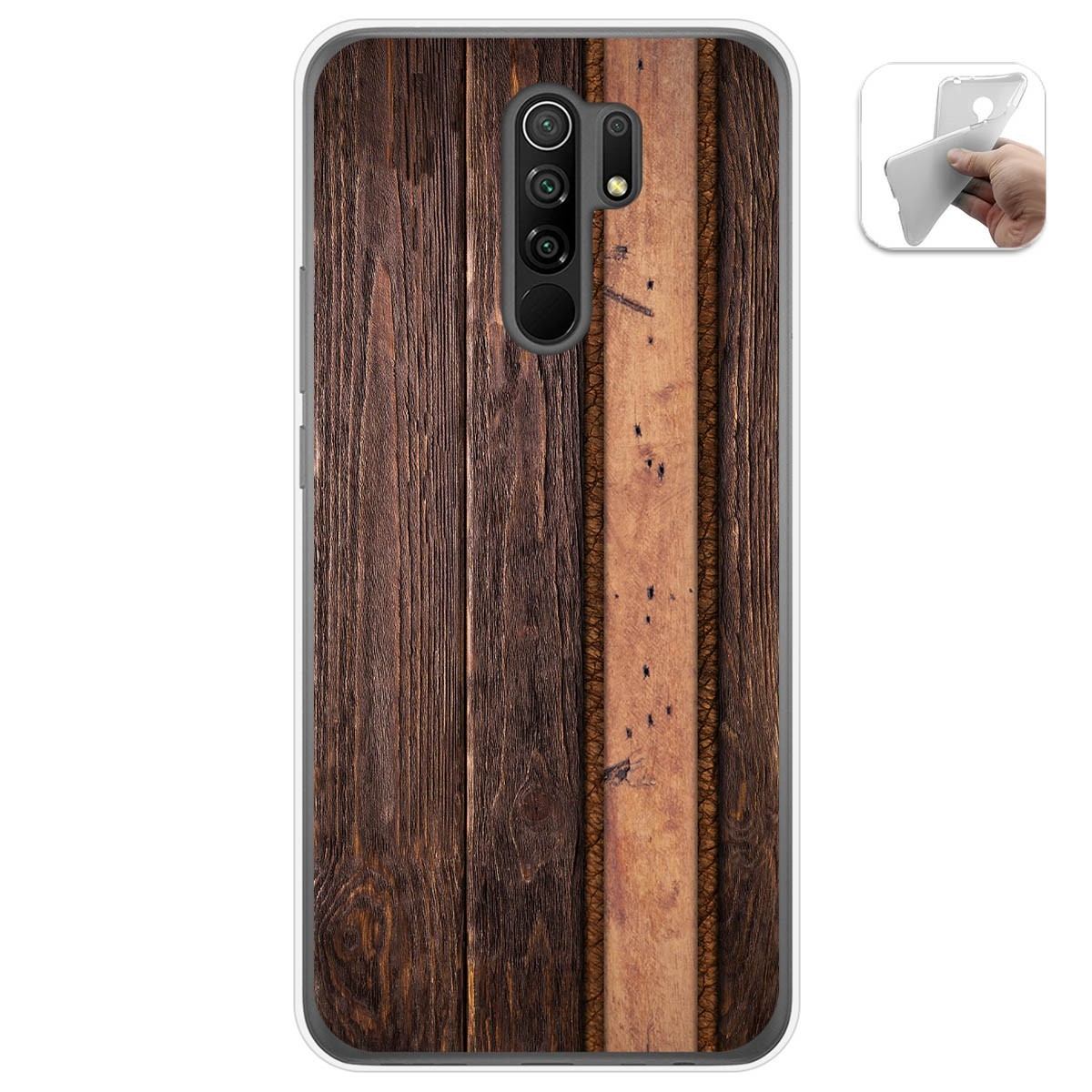 Tumundosmartphone Funda Gel Tpu para Xiaomi Redmi 9 diseño Madera 05 Dibujos