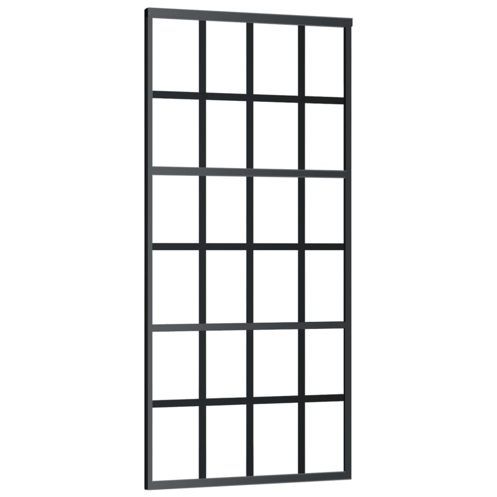 vidaXL Puerta Corredera ESG Vidrio y Aluminio Negra Salón Entrada Dimensiones 76 x 205 cm, 90 x 205 cm, 102 x 205 cm