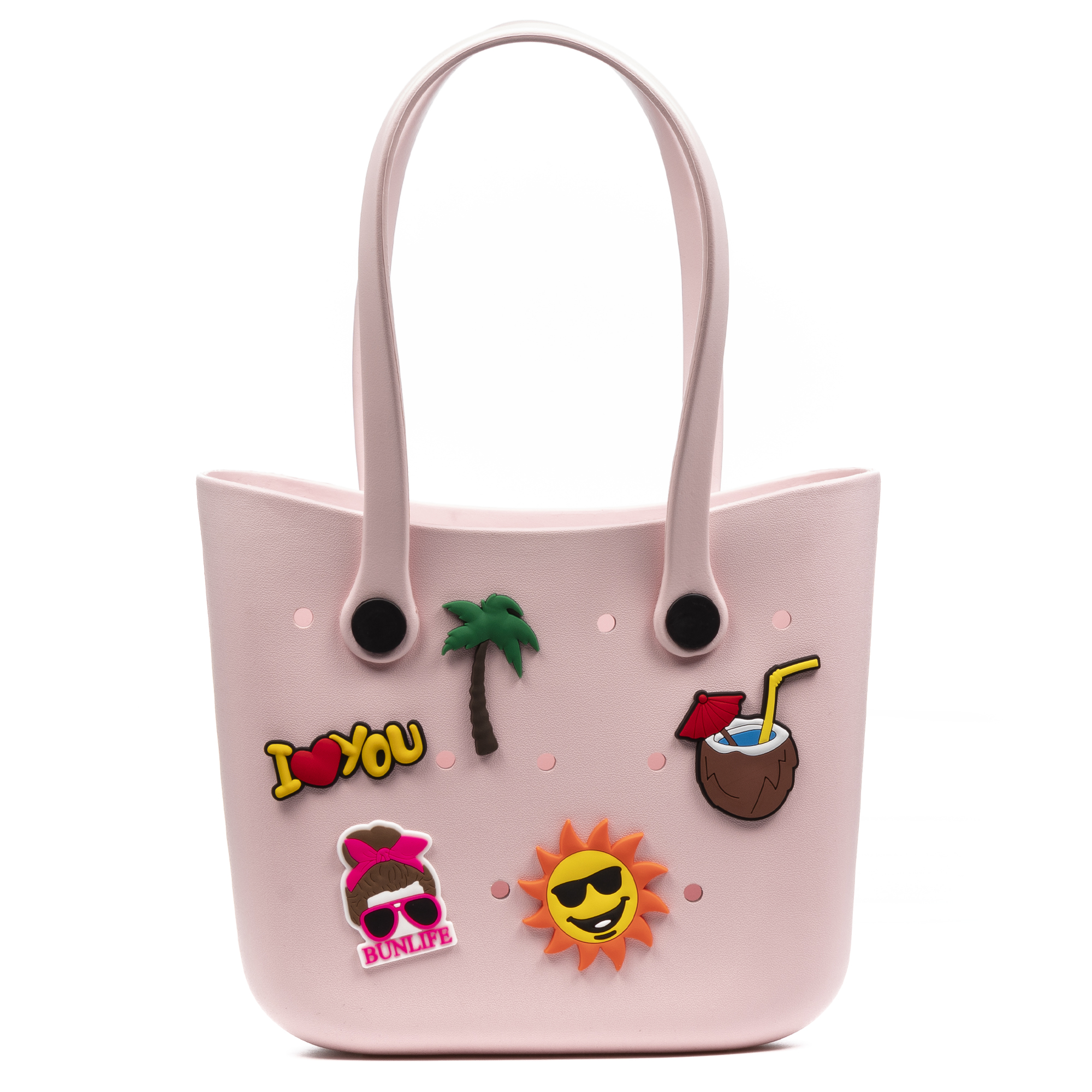 LIBELULLA. VillaPoma bolso Shopper de playa , de goma EVA con asas largas y charm decorativos
