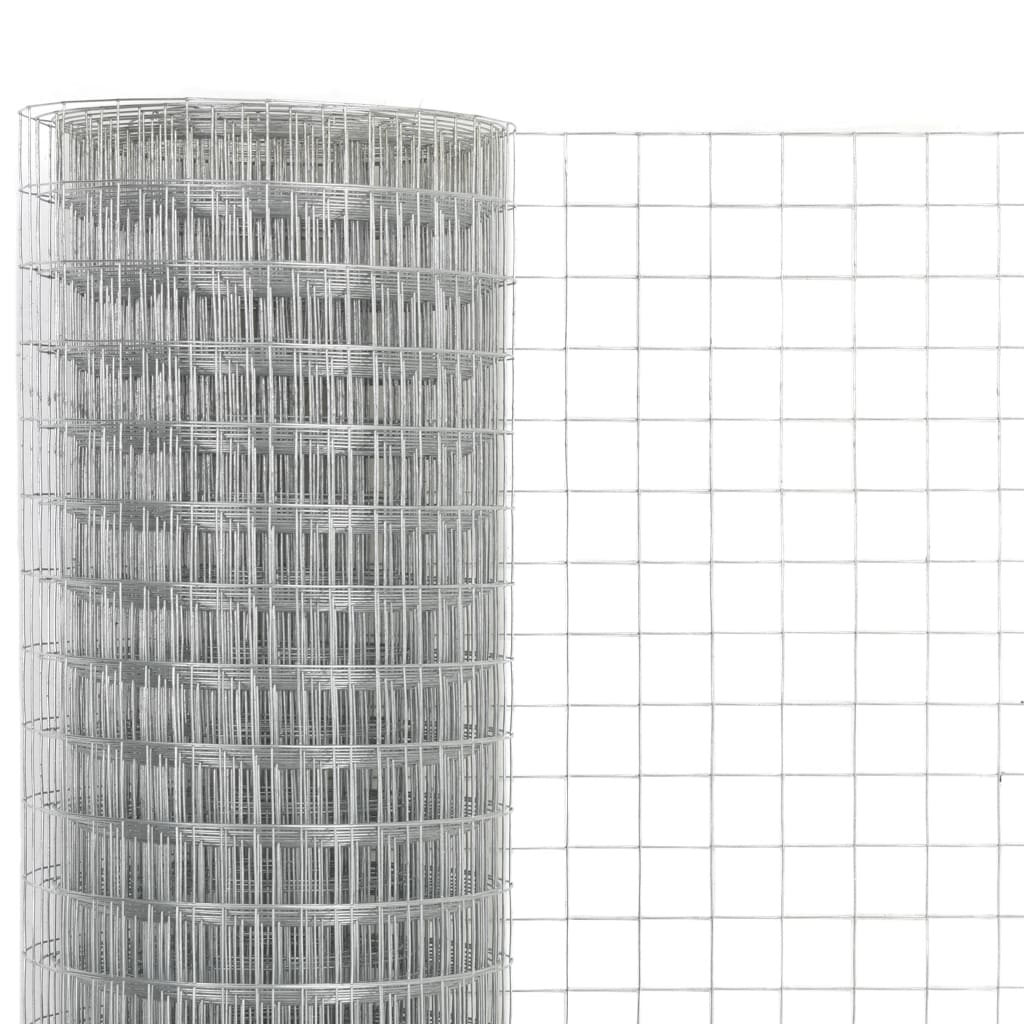 Vidaxl Malla de Alambre de Acero Galvanizado Plateada 10 X 0.5 M - Ideal para Plantas y Animales