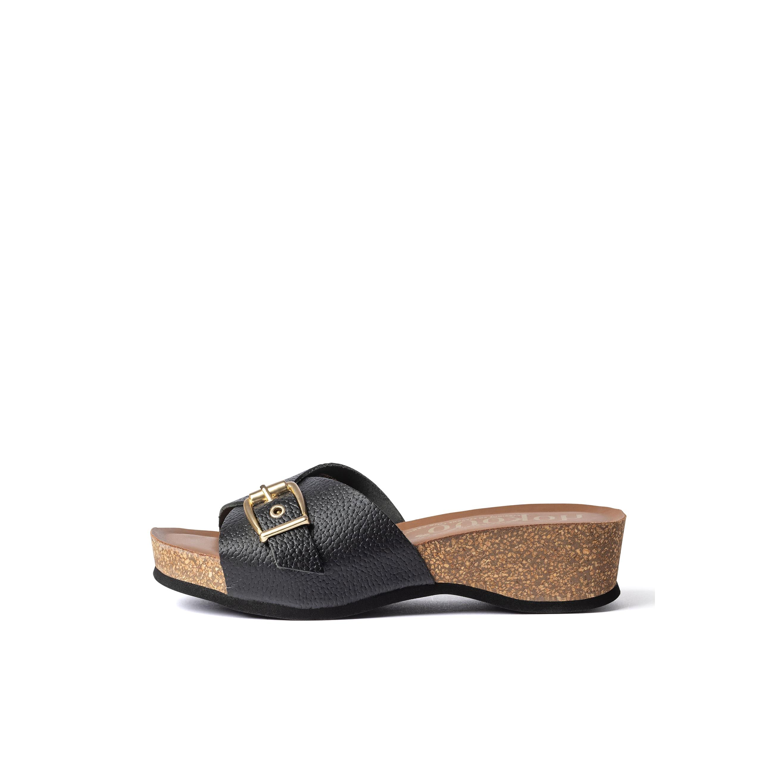 YOKONO Sandalia cuña BOGO-260 NEGRO | Zapatos mujer Primavera-Verano | Piel vacuna  Opak | 4 CM