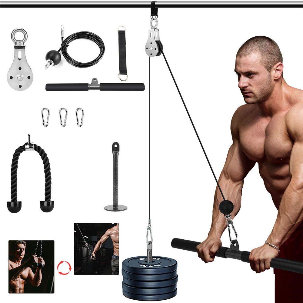 ALLINLIFE Kit De Gimnasio, Polea, Sistema De Cuerda Con Accesorios, Bíceps De Entrenamiento, Tríceps, Envío Desde España