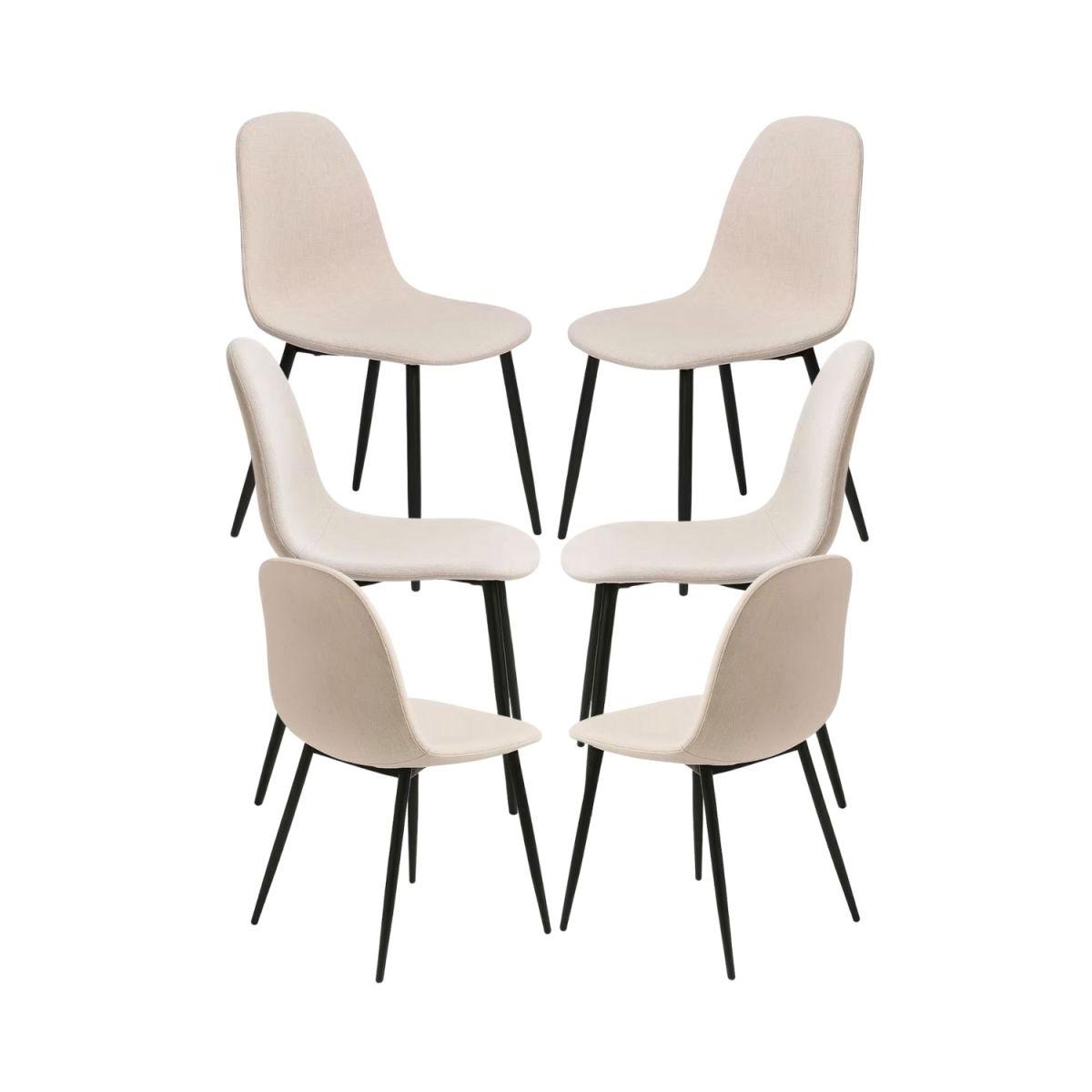 Regalos Miguel - Packs Sillas Comedor - Pack 6 Sillas Black Teok Tela - Beige