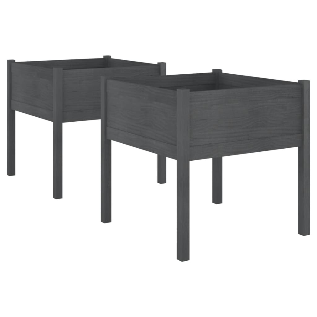 vidaXL Jardineras 2 uds madera maciza de pino 70x70x70 cm Color Natural,  Blanco,  Gris y mas