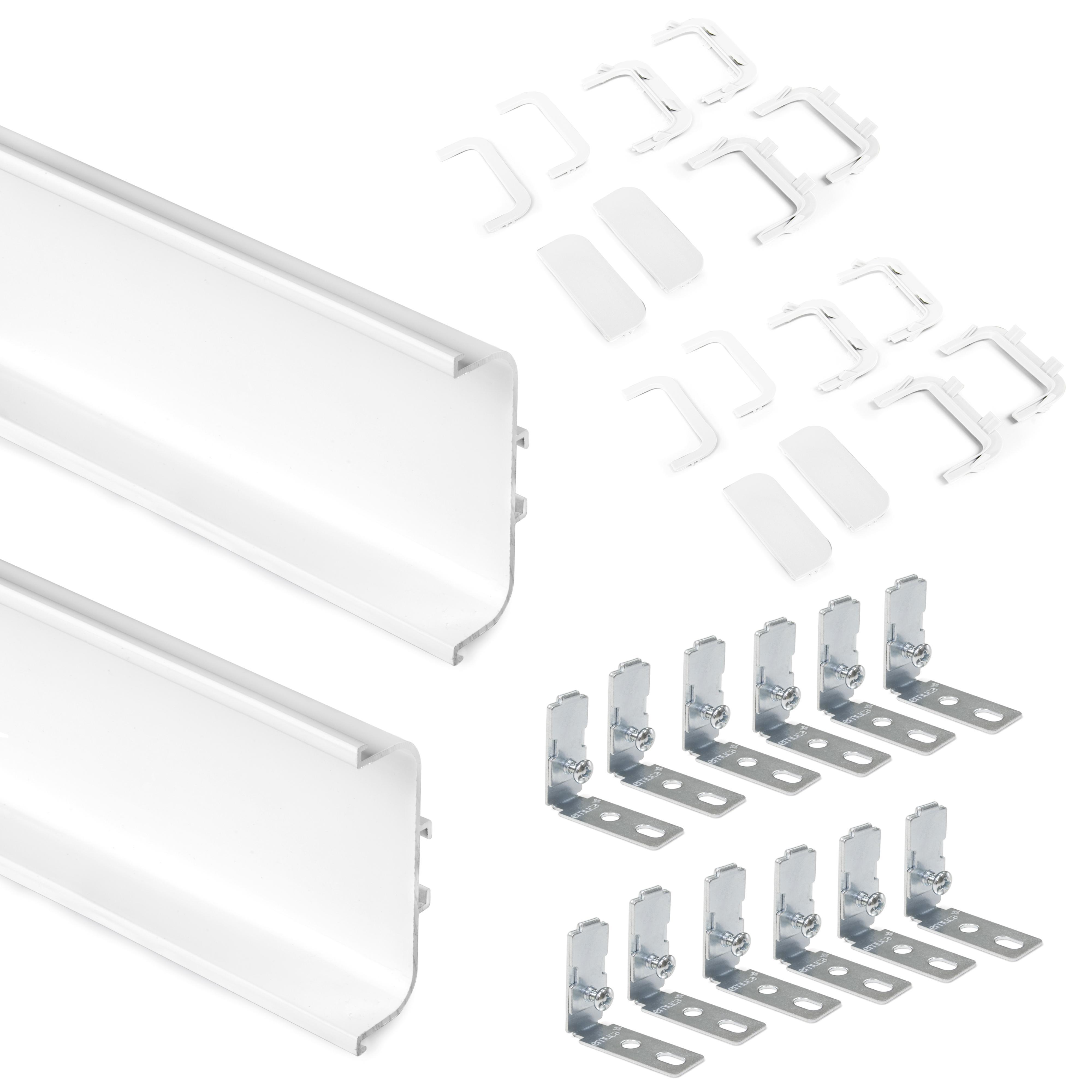 Kit de 2 perfiles centrales gola para muebles de cocina, longitud 2,35m, con accesorios, aluminio, pintado blanco