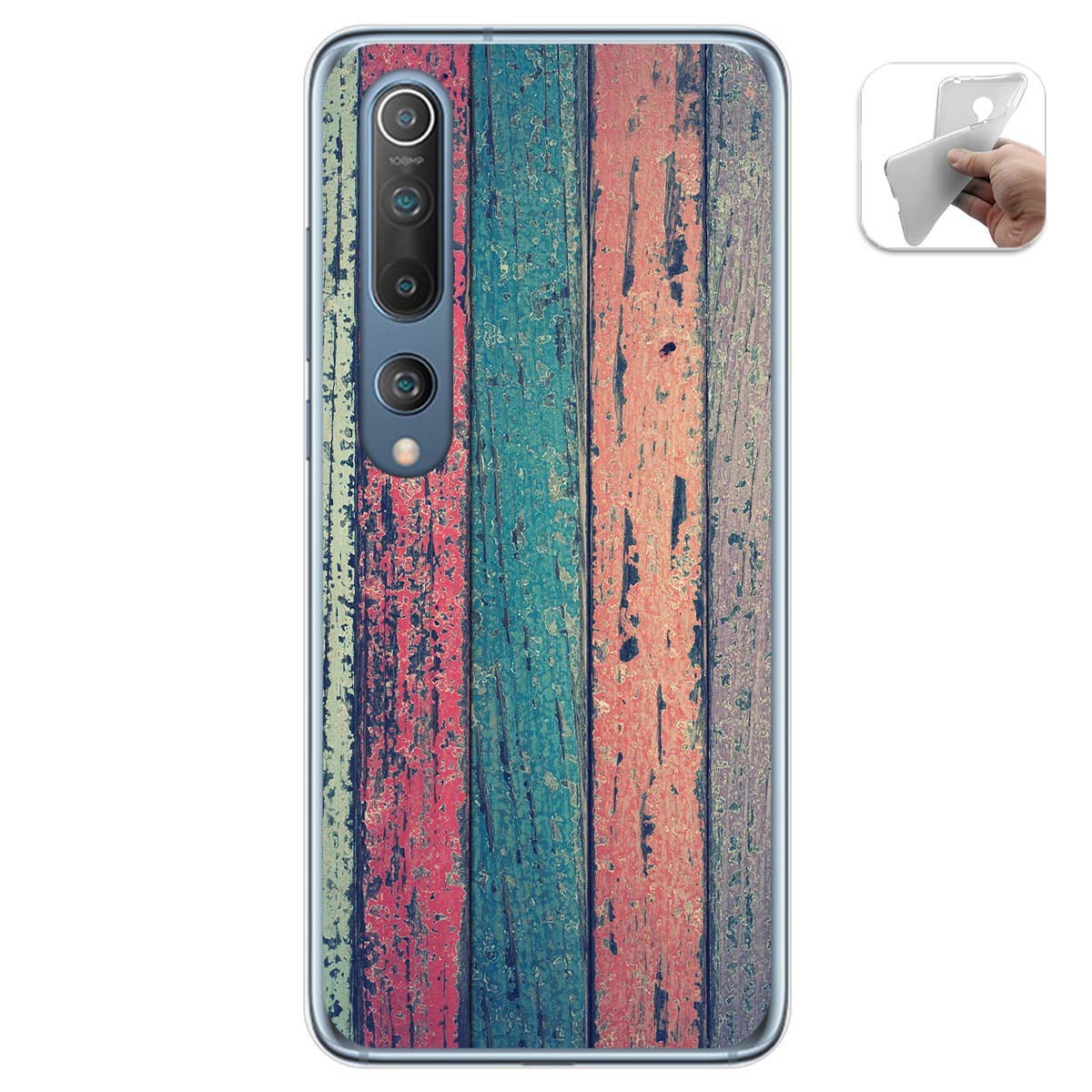 Tumundosmartphone Funda Gel Tpu para Xiaomi Mi 10 / Mi 10 Pro diseño Madera 10 Dibujos