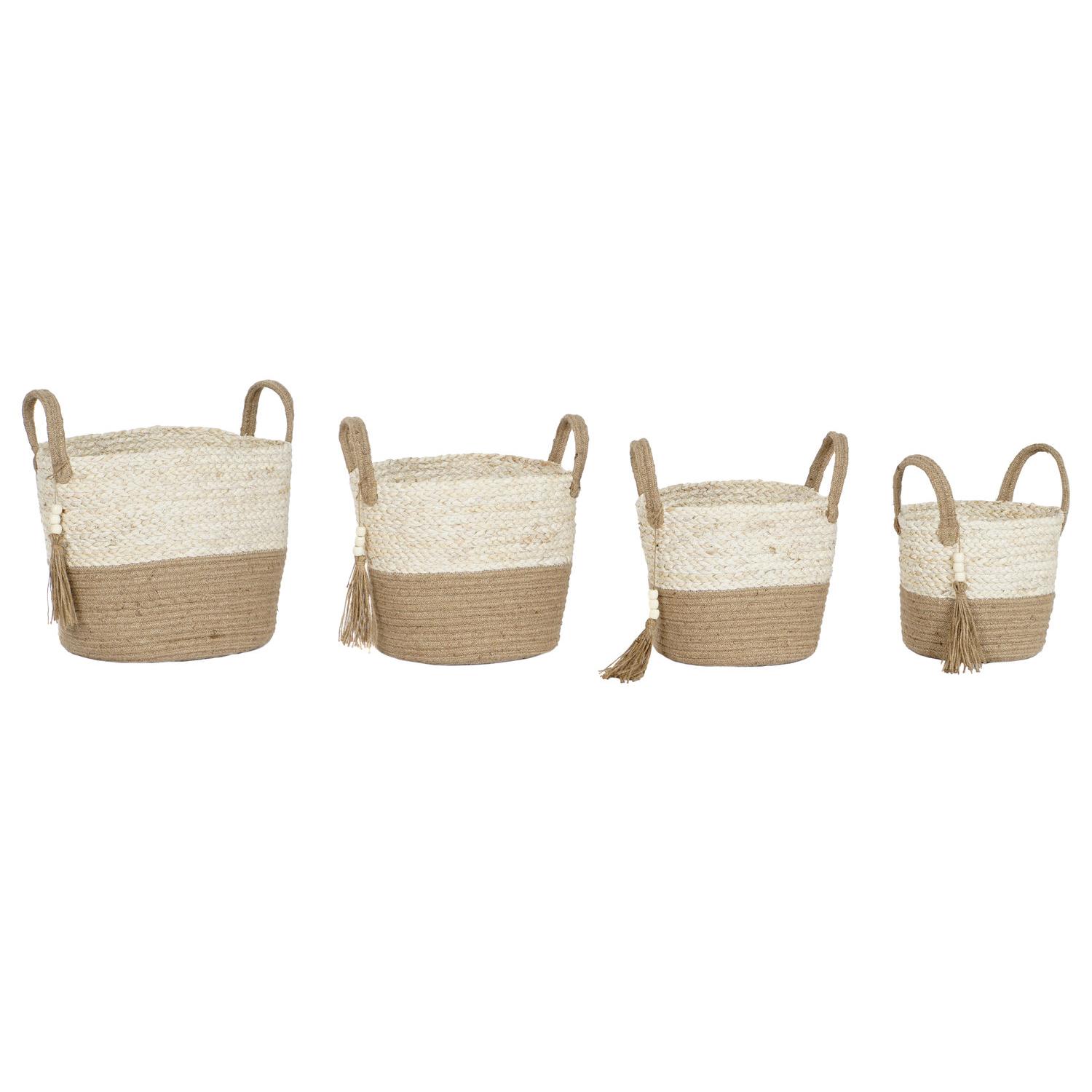 CESTA SET 4 MAIZ TRENZADO YUTE 40X40X44 CON ASAS DC213785 - EL MEJOR COMPLEMENTO PARA TU HOGAR FIJALO