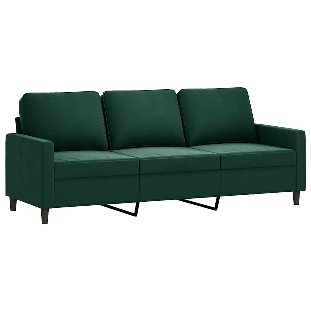 vidaXL Sofá de 3 plazas terciopelo verde oscuro 180 cm