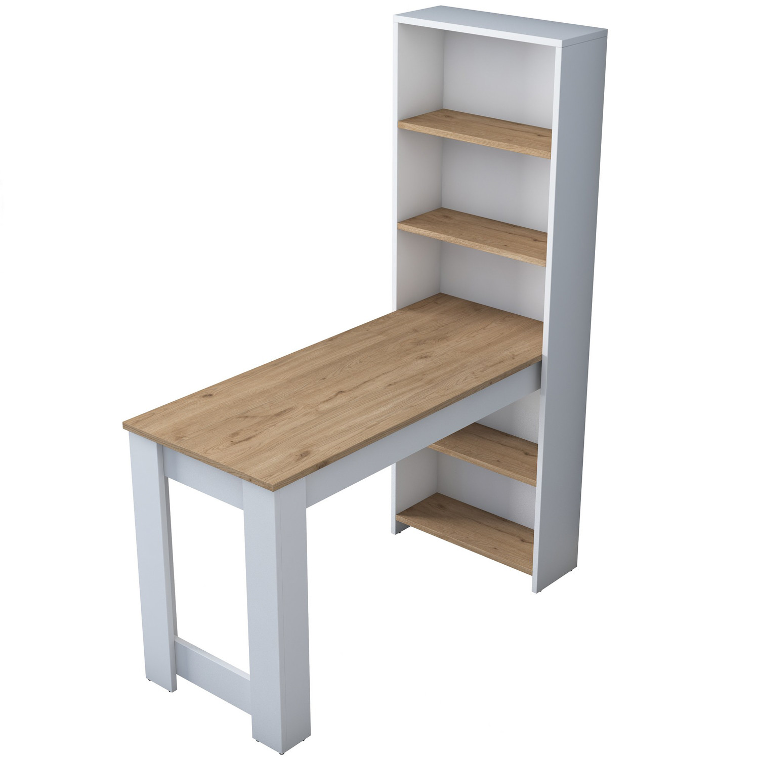 Habitat y Jardin - Mesa de comedor de madera "Jong" con estantes - 120 x 54 x 154 cm - Marrón
