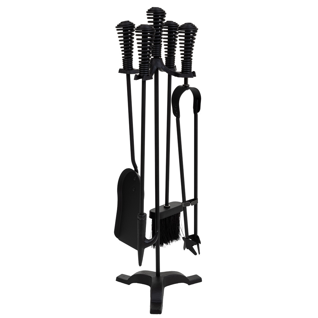 Wonderlust Deco - Herramientas para la chimenea de metal negro set 5pcs 19x19x65h cm Negro 19x19x65h cm