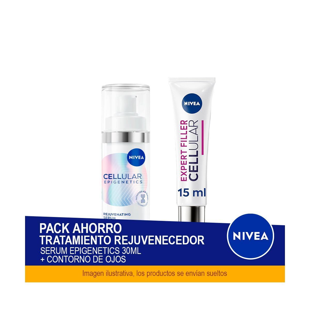NIVEA Pack Ahorro Rutina Cellular Epigenetics - Serum Rejuvenecedor 30ml + Contorno de ojos