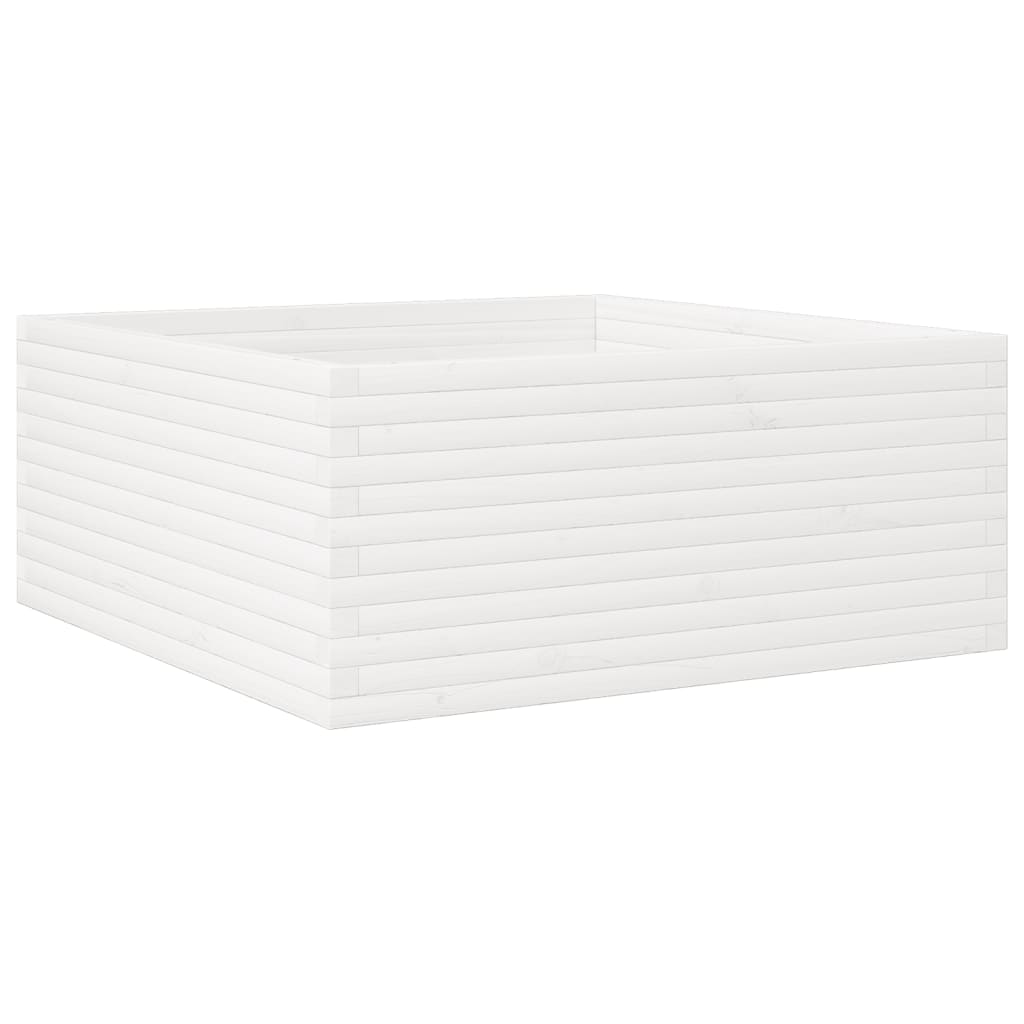 vidaXL Jardinera madera maciza de pino 110x110x46 cm Color Pino natural,  Blanco,  Marrón cera y mas