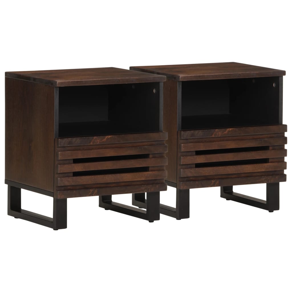 Vidaxl Mesita de Noche de Madera Maciza de Mango 40x34x46 Cm