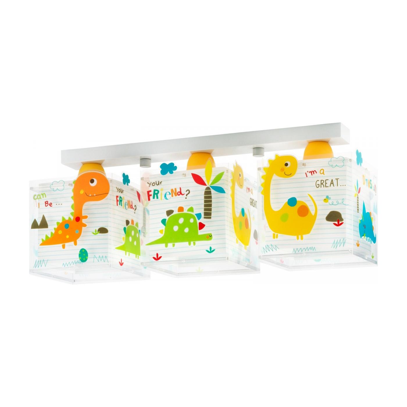 Plafón de techo 3 luces infantil Dinos Dinosaurios