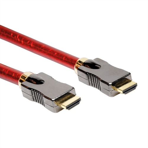 Rotronic Roline 110459058K Cable HDMI con Ethernet, Macho a Macho, 5m, Color Rojo