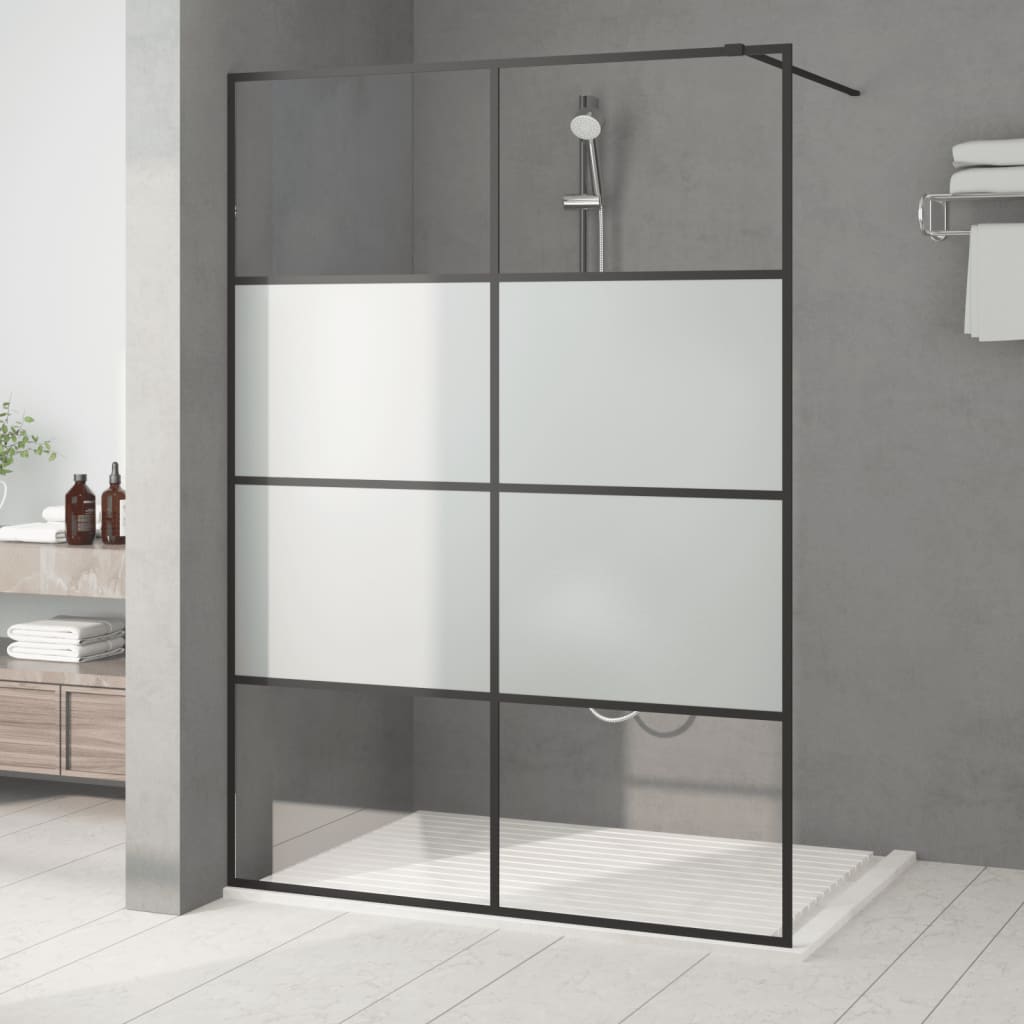 vidaXL Mampara de Ducha Vidrio ESG Semiesmerilado Negro Entrada Aseo Armario Dimensiones 80 x 195 cm,  90 x 195 cm,  100 x 195 cm y mas