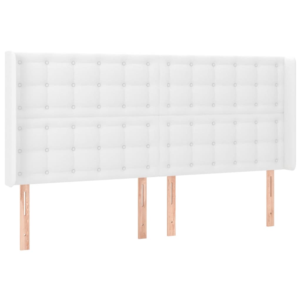 vidaXL Cabecero con LED cuero sintético blanco 203x16x118/128 cm