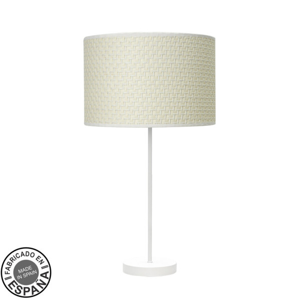Sobremesa alto moda 1xe27 blanco/cañizo blanco 63x30x30 cm