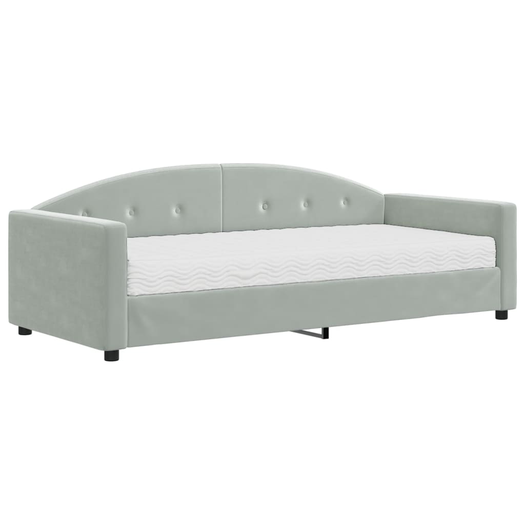 vidaXL Sofá cama con colchón terciopelo gris claro 90x190 cm