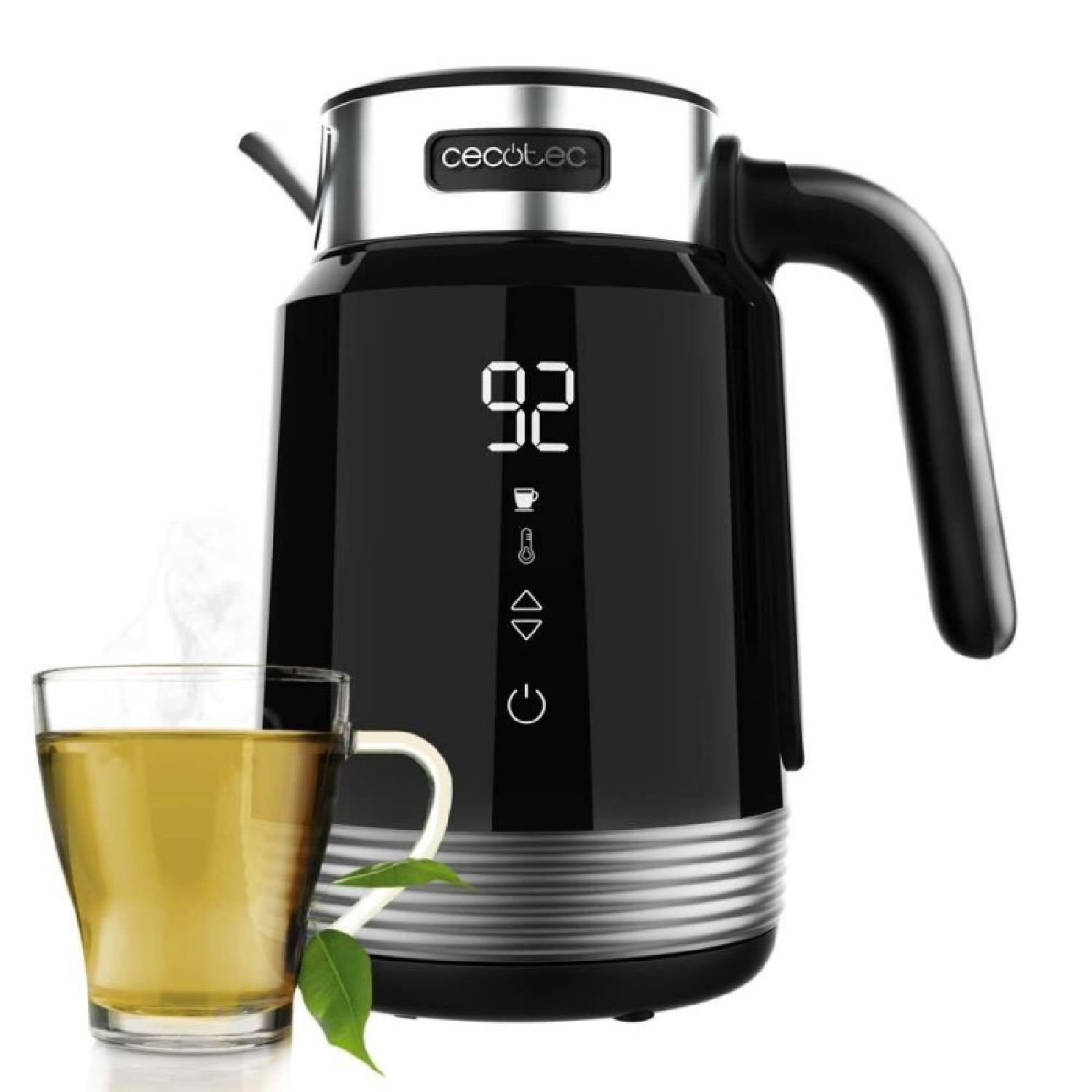 Cecotec Hervidor De Agua de 1,7L Eléctrico ThermoSense 600 Touch Black. 2200W, Libre De BPA