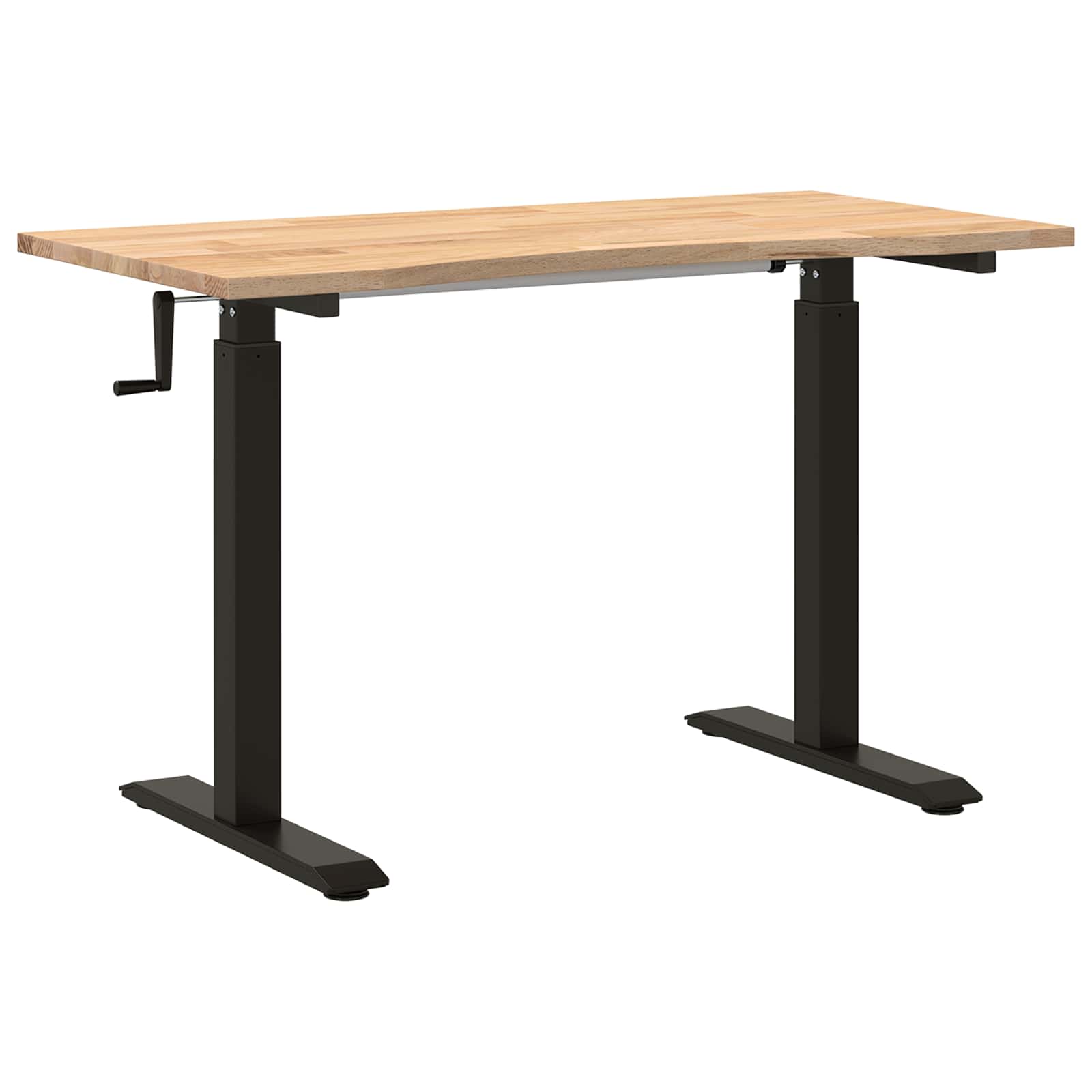 vidaXL Escritorio Negro y natural 120 x 60 cm Madera de Roble Sólido