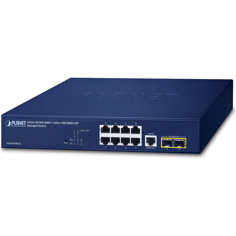 PLANET 10/100/1000T + 2-Port Gestionado L2/L4 Gigabit Ethernet (10/100/1000) 1U Azul