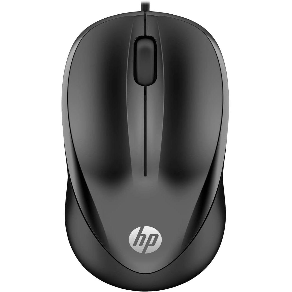 HP 1000 - Ratón Mouse con Cable (1200 PPP), 2 Botones y Rueda de Desplazamiento, 1,5 m de Cable, Conexión con Cable USB, Windows 7 Windows 8, Windows 10 y Posteriores, Chrome OS), Color Negro - 4QM14AA