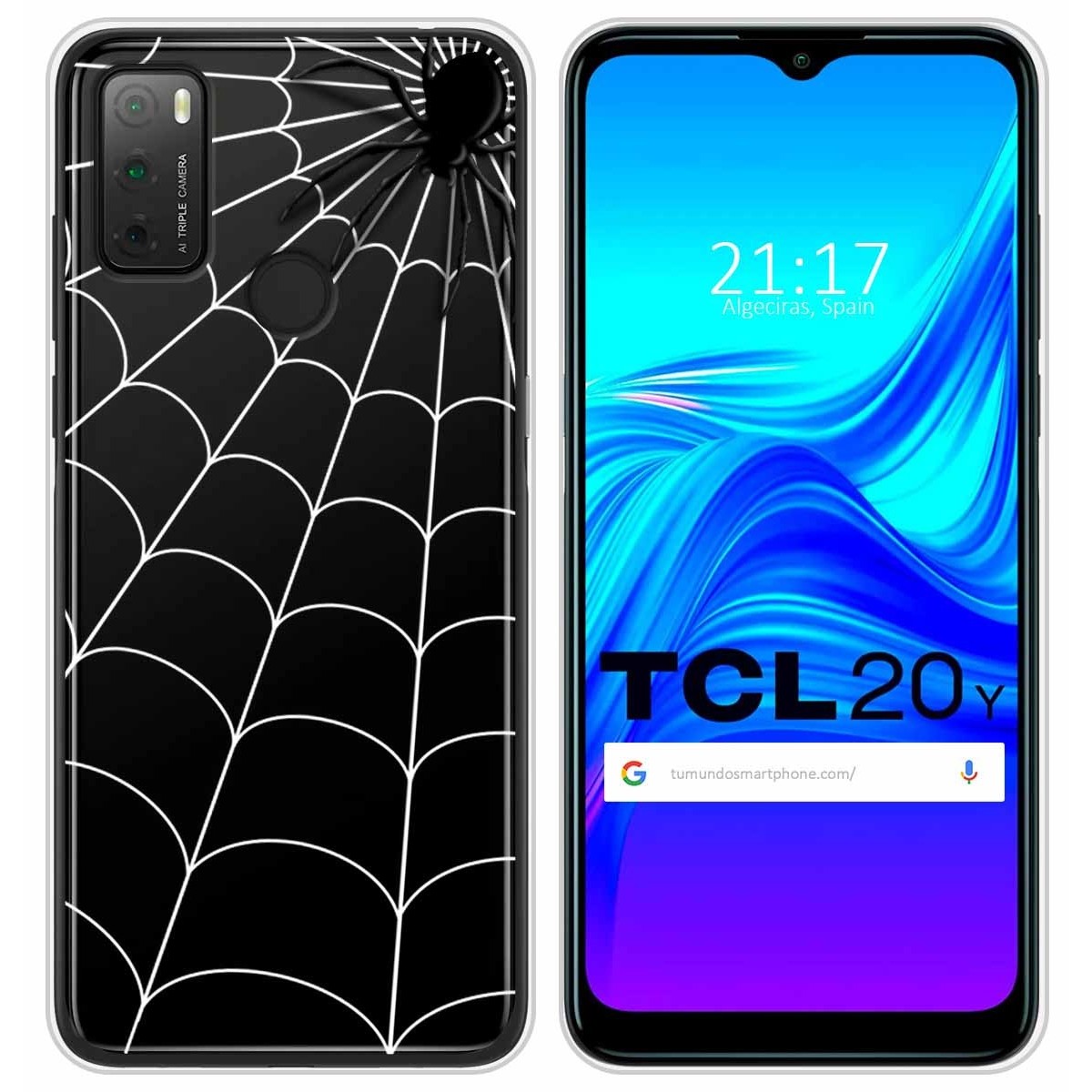 Funda Silicona Transparente para TCL 20Y diseño Araña Dibujos