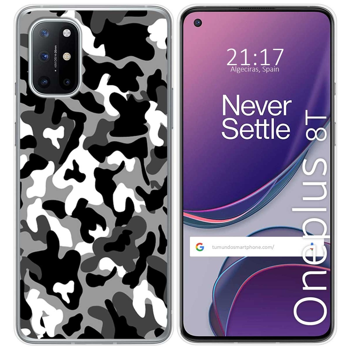 Tumundosmartphone Funda Gel Tpu para OnePlus 8T 5G diseño Snow Camuflaje Dibujos