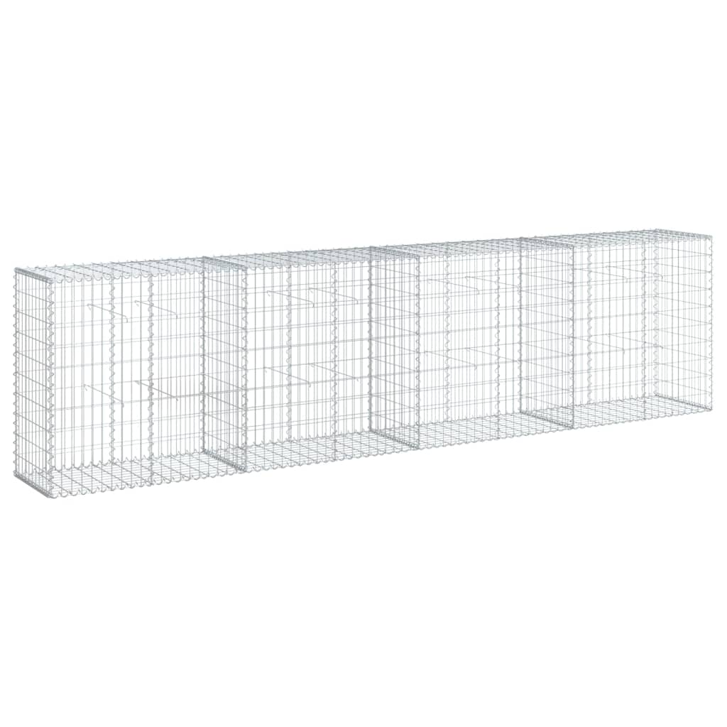 vidaXL Cesta de gaviones con cubierta hierro galvanizado 400x50x100 cm