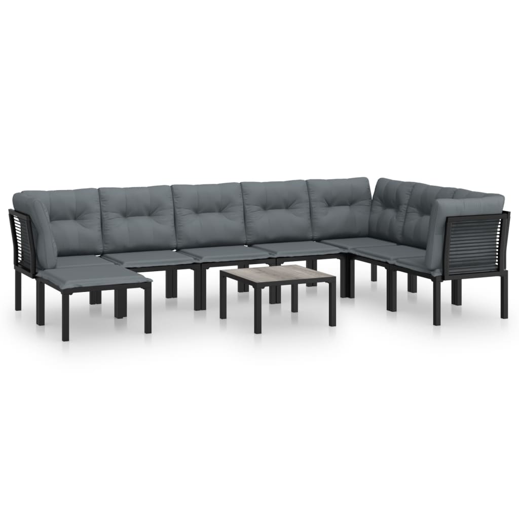 vidaXL Juego de muebles de jardín 9 pzas ratán sintético negro y gris