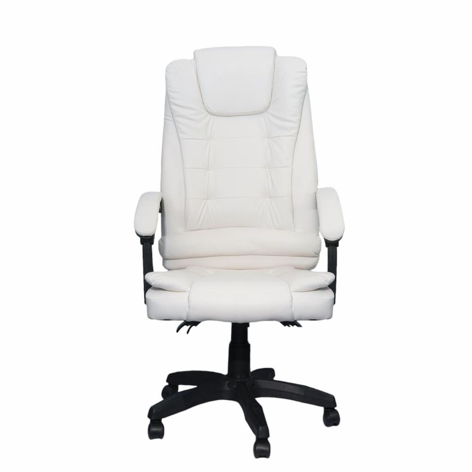 DASCK Sillón Ejecutivo Reclinable - Cuero Sintético Blanco Ergonómico Base Giratoria Altura ajustable