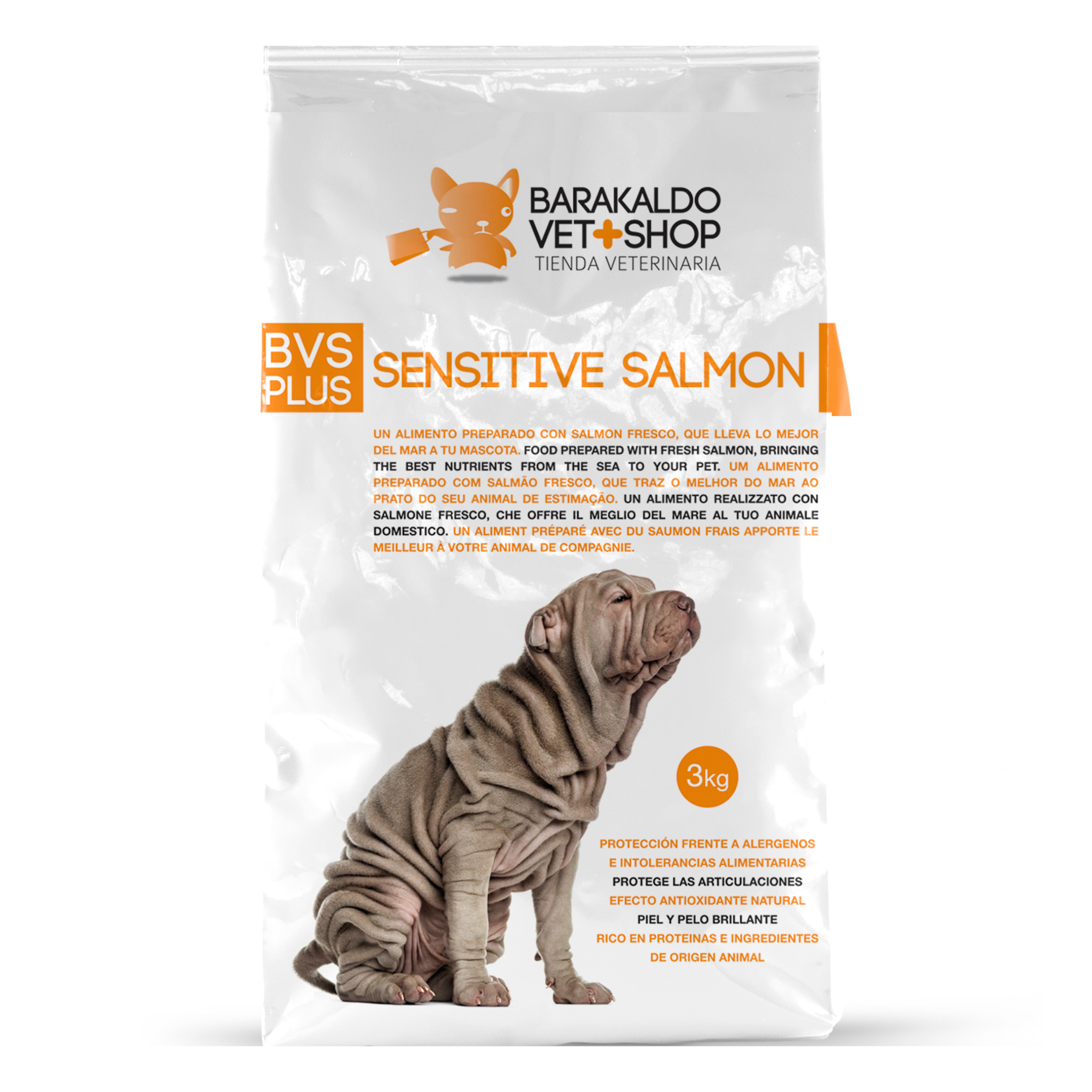 Alimento Sensitive Salmón | Sabroso alimento completo elaborado con Salmón fresco para perros adultos | Varios formatos | BARAKALDO VET+SHOP