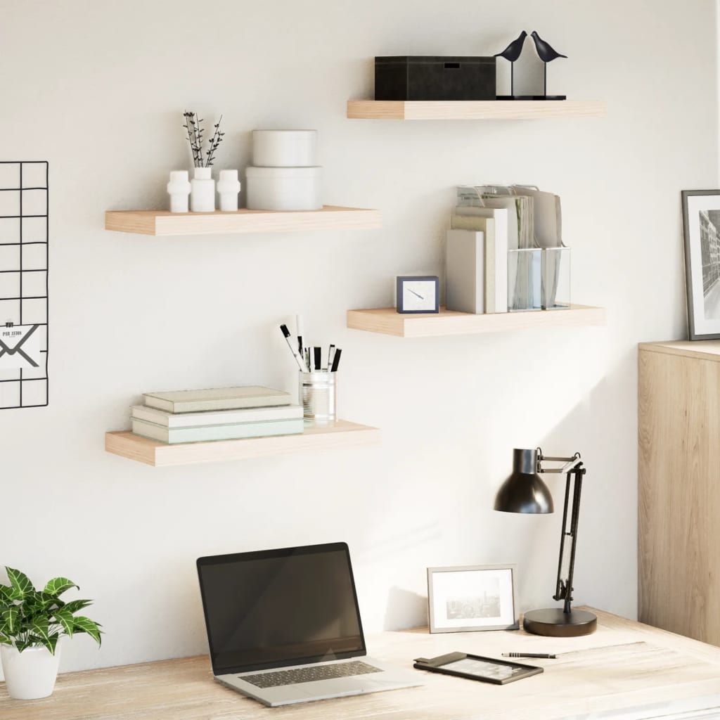 vidaXL Estantes flotantes 4 uds madera de ingeniería en dimensiones 40x23.5x4 cm/60x23.5x4 cm/110x23.5x4 cm y más | práctico organizador multiusos diseño compacto funcional