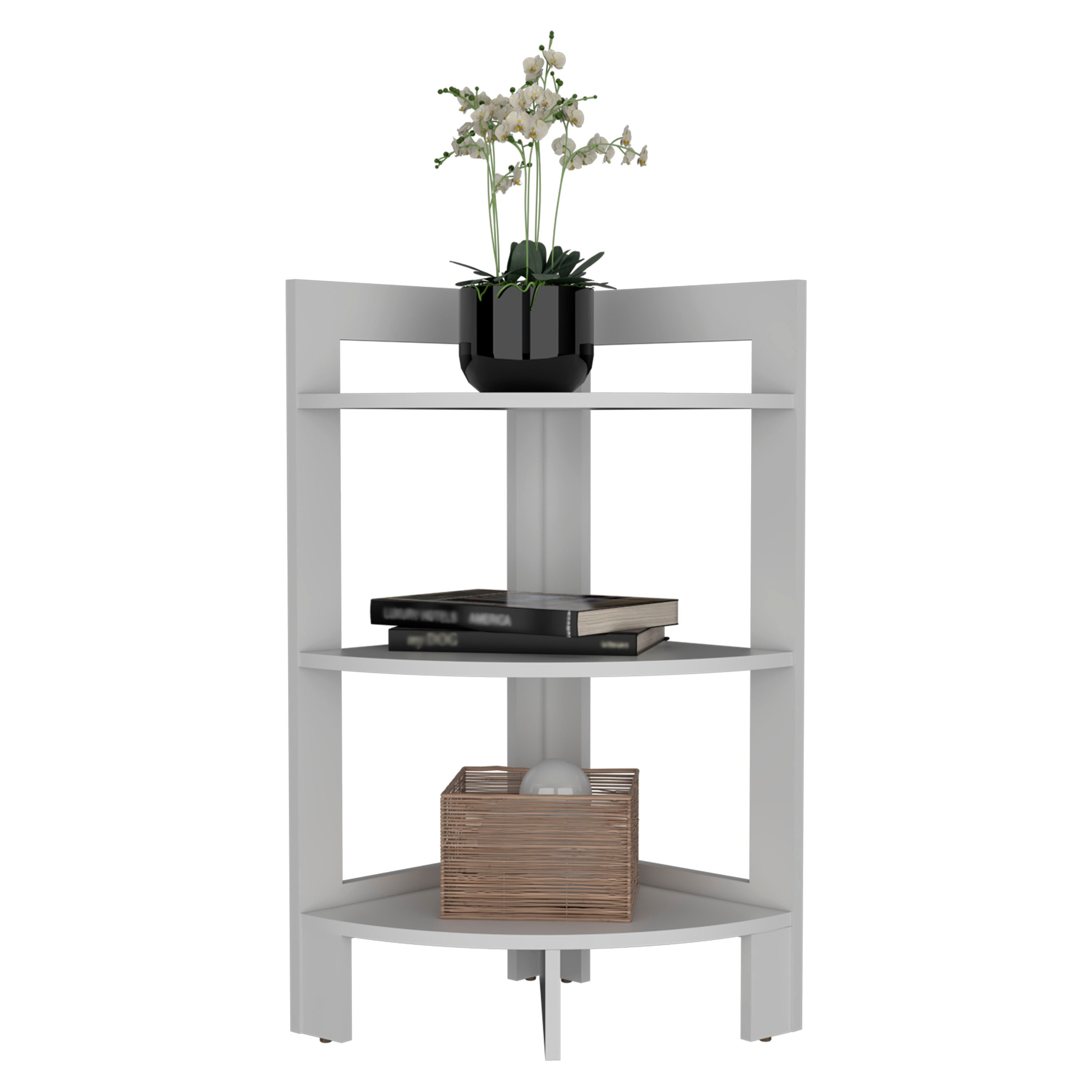 Taburete Riga en melamina con 3 estantes , blanco , 80.6 cm  X 38.8 cm  X 38.8 cm