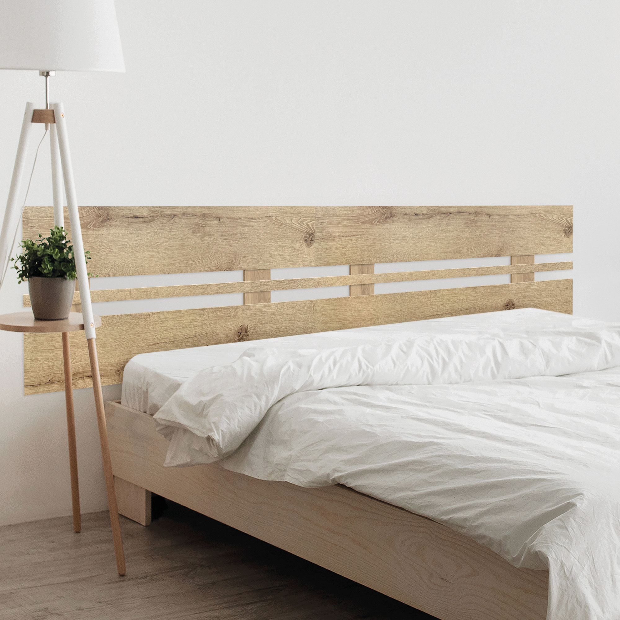 DHOME Cabecero de Madera reciclada DM Horizontal Ancho DUAL Cama Palets Herrajes incluidos