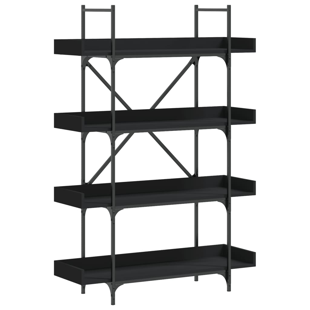 Vidaxl Librería de 4 Estantes Madera Ingeniería Negro 100x33x145,5 Cm