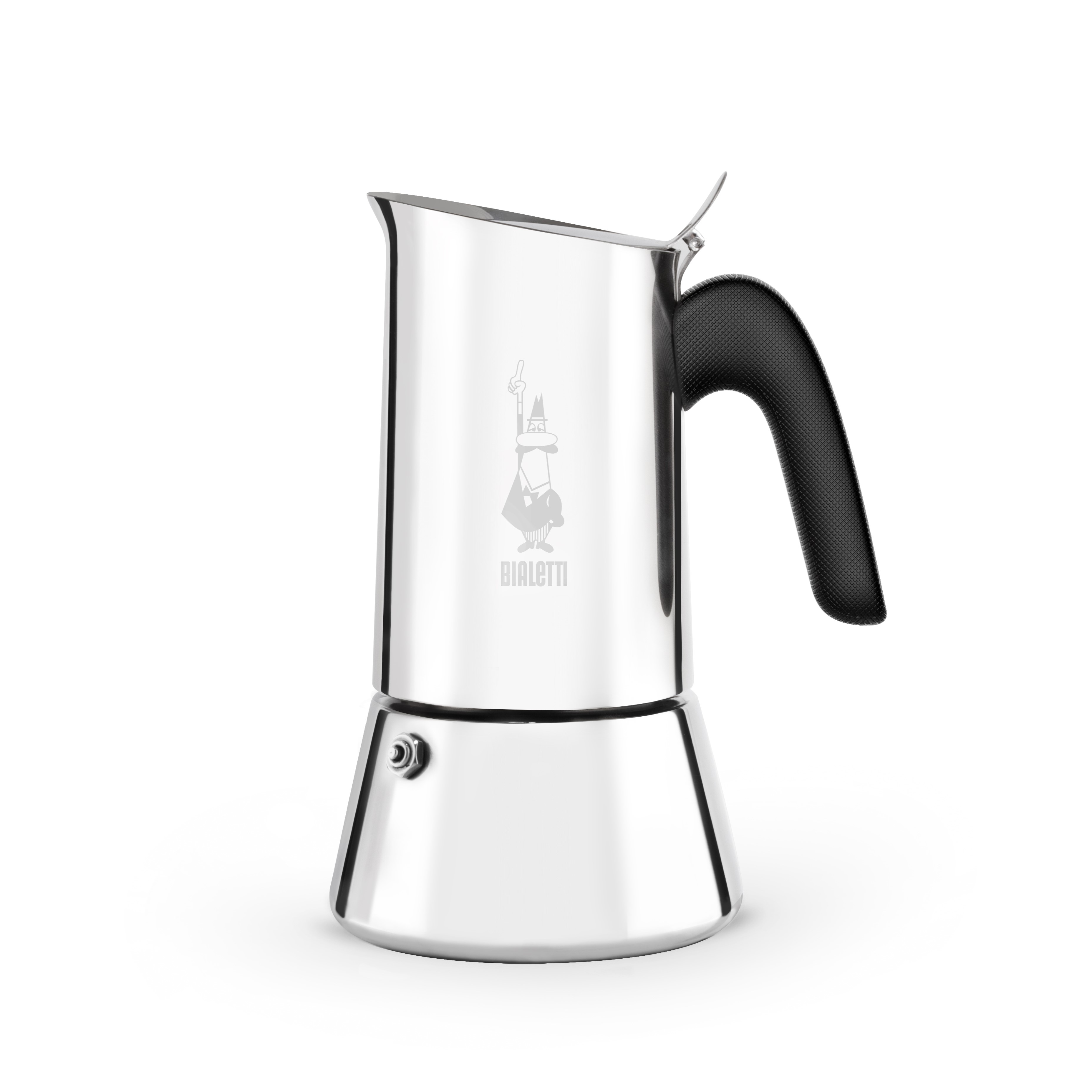 Bialetti Cafetera de Inducción y Clásica Italiana  - Venus color Plata en Acero Inoxidable 18/10,  distintos tamaños 2*, 4, 6, 10 Tacitas, Compatible con placas de inducción y hornillos de gas - Cafetera de Alta Calidad