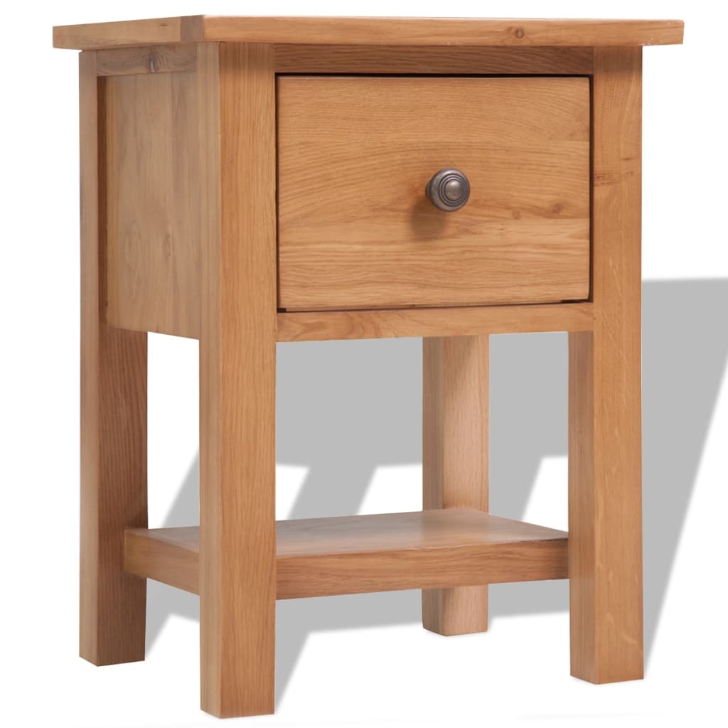 Vidaxl Mesitas de Noche 2 Unidades Madera Maciza de Roble 36x30x47 Cm