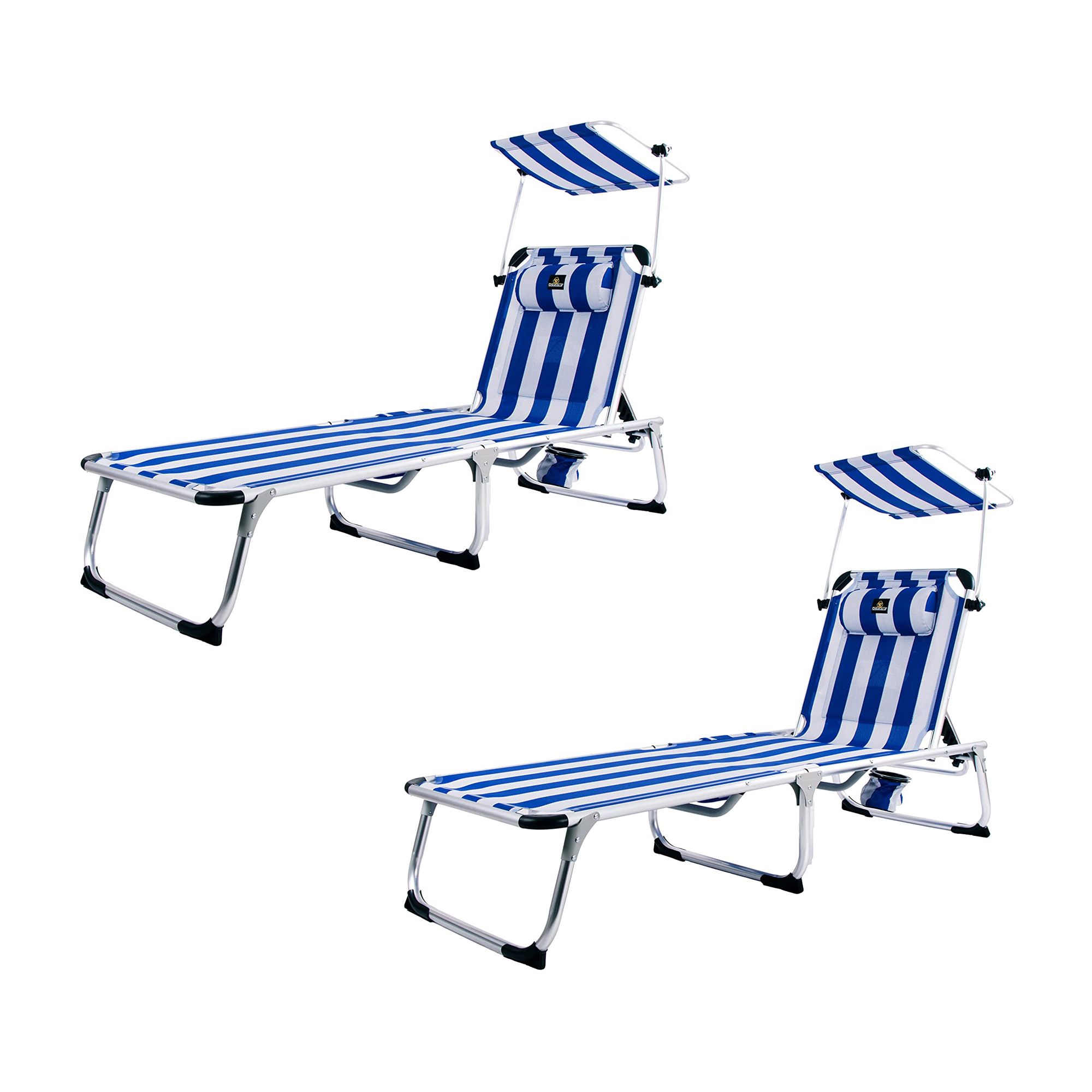 Lote de 2 tumbonas ARENA 1004 (Marinera) - Tumbona de Playa con TOLDO, Plegable y reclinable. 4 Posiciones - CREVICOSTA QUALITY MARK MARCAS DE CALIDAD