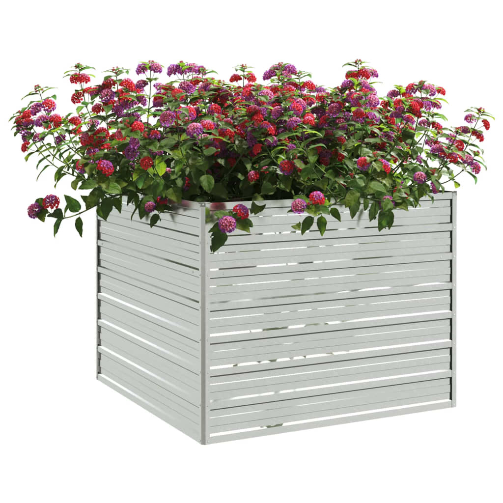 vidaXL Arriate de acero galvanizado plateado Dimensiones 160 x 80 x 77 cm,  100 x 100 x 77 cm,  100 x 100 x 45 cm y mas