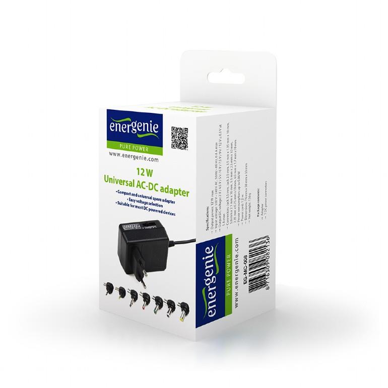 EnerGenie (by Gembird) Energenie universal AC-DC Adapter, 12W