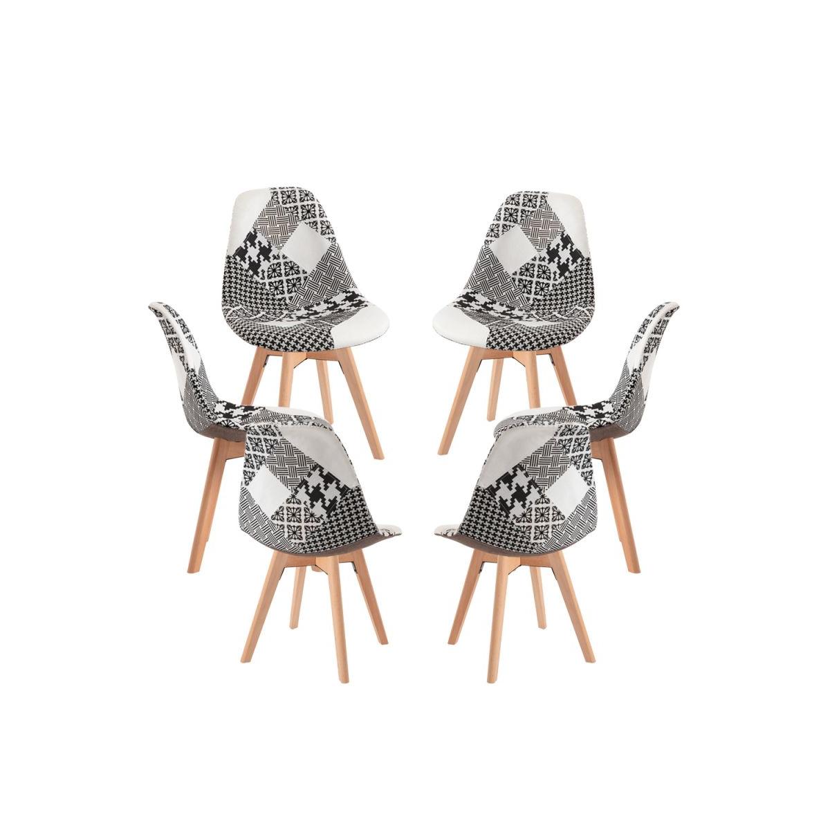 Regalos Miguel - Packs Sillas Comedor - Pack 6 Sillas Synk Patchwork - Patchwork blanco y negro